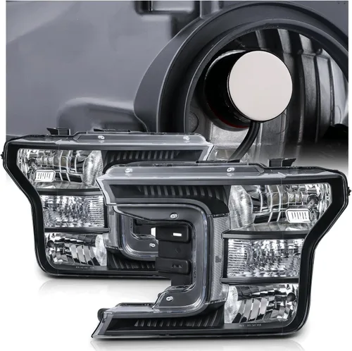 M-AUTO Conjunto de faros delanteros izquierdo y derecho estilo OE con bombillas LED premontadas de 6000 K compatibles con Ford F-150 Pickup 18-19,