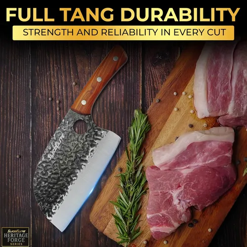 Miniatura 6 de SliceElite Cuchillo de carnicero profesional forjado a mano (juego de cuchillos de carnicero de 3 piezas con asas de madera de arena)