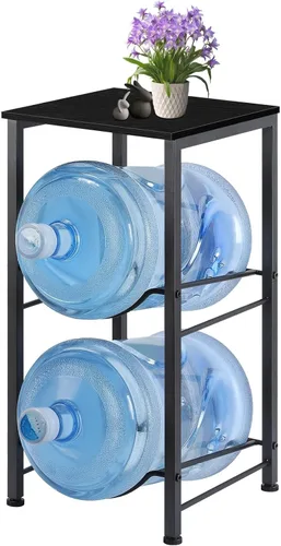 MOOACE Estante para jarra de agua de 5 galones, organizador de 2 niveles para botellas de agua con estantes de almacenamiento, estante dispensador
