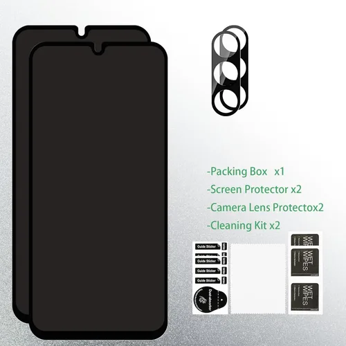 Miniatura 7 de 2 protectores de pantalla de privacidad para Samsung Galaxy A15 5G/4G antiespía + 2 protectores de lente de cámara, vidrio templado antiespías