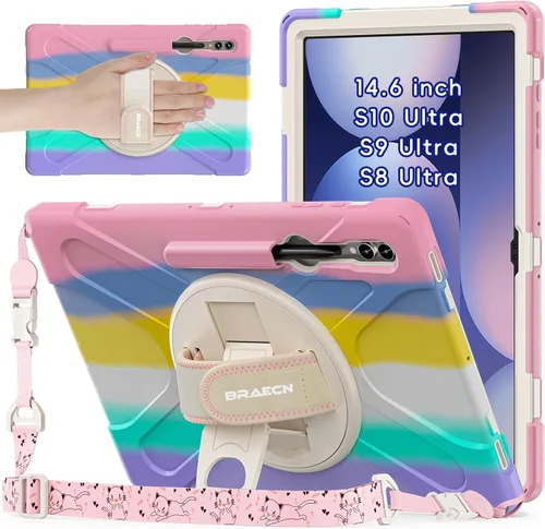 Miniatura 22 de BRAECNstock Funda para Samsung Galaxy Tab S10 Lite/ S10 FE/ S9 FE/ S9/ S8/ S7 5G Funda de 10.9"/11", Funda Protectora a Prueba de Golpes con Soporte