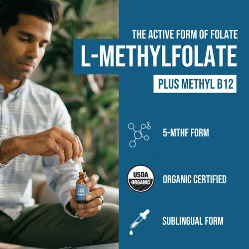 Miniatura 2 de L Metilfolato 15mg Plus Metil B12 Cofactor – Sabor a Bayas Orgánico, Alta Potencia Líquida Sublingual Forma Activa 5-MTHF - Apoya el Estado