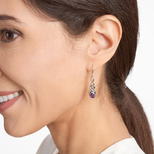 Miniatura 2 de Tienda Collection Sterling Silver Gemstones Celtic Knot Linear Drop Earrings