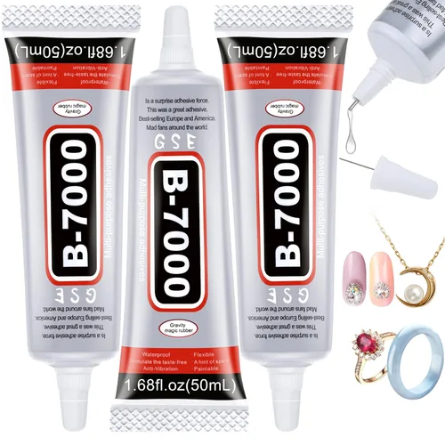 Miniatura 8 de B7000 - Pegamento para diamantes de imitación de joyería, Cludoo 5 piezas B-7000 pegamento súper transparente claro adhesivo industrial para 5x15