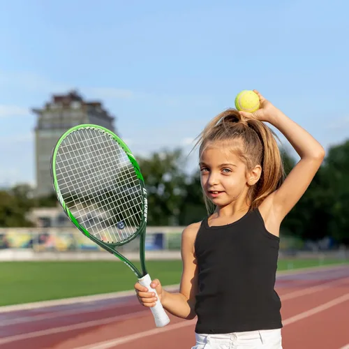 Miniatura 6 de Raqueta de tenis para niños de 19 pulgadas, 23 pulgadas, 25 pulgadas, raqueta de tenis para jóvenes/jóvenes, con bolsa de transporte, overgrips y 23