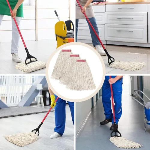 Miniatura 5 de Matthew Cleaning - Paquete de 3 trapeadores de piso de algodón de 24 onzas, cuerda de algodón con bucles abiertos, repuestos de cuerda resistente