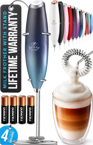 Miniatura 53 de Zulay Kitchen Espumador de leche de mano con pilas Duracell AA – Mezclador eléctrico ultrarrápido y creador de espuma, mezclador de bebidas fácil