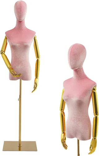Miniatura 12 de Maniquí femenino forma de vestido de maniquí para mujer, torso con soporte, altura ajustable, 63-81 pulgadas, maniquí con cabeza de brazo