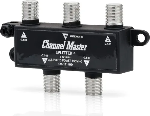 Miniatura 2 de Channel Master Splitter 4 El divisor de 4 vías distribuye la señal de antena digital HDTV a 4 televisores, una entrada y cuatro salidas, paso