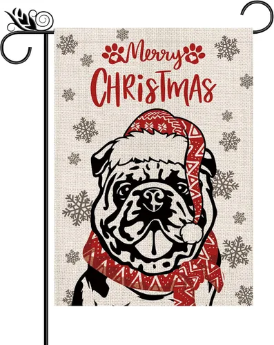 Miniatura 8 de Sombrero de bandera de jardín de Navidad, perro chihuahua con bufanda, decoración navideña de invierno, vacaciones, arpillera, vertical, doble cara