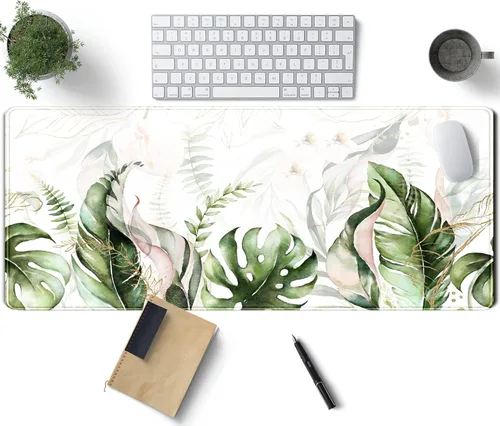 Miniatura 13 de Alfombrilla de escritorio verde para videojuegos, alfombrilla de mouse de escritorio, morado, azul, rosa, floral, grande, XL, grande, para teclado