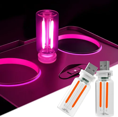 Miniatura 11 de 2 PCS Bombillas de Luz Nocturna USB para Automóvil, Luces Ambientales para Interiores de Automóvil con Atenuación Táctil, Decoraciones de Lámpara