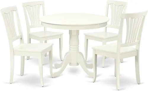 Miniatura 23 de HomeStock El juego de mesa de comedor de 5 piezas incluye una mesa de cocina ovalada con hojas y 4 sillas de comedor Parson de piel sintética
