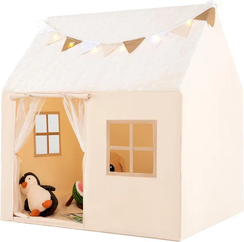 Miniatura 9 de Costzon Tienda de campaña para niños con alfombrilla acolchada, castillo para niños pequeños con cuerda ligera, tela que brilla en la oscuridad
