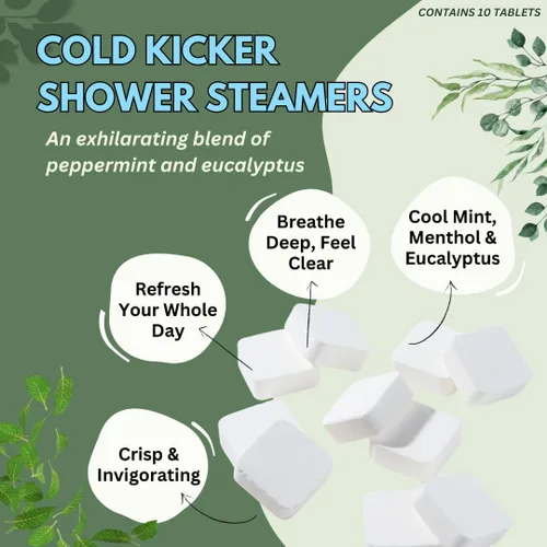Miniatura 2 de Cold Kicker - Vaporizadores de ducha para alivio – Hecho en Estados Unidos – Tabletas de bomba de ducha de menta y eucalipto – Regalo del día