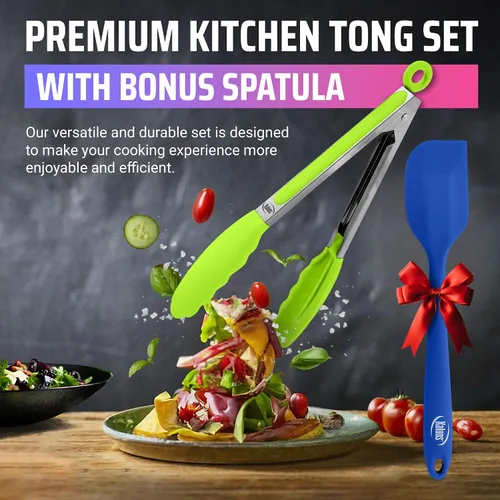 Miniatura 7 de Kaluns Pinzas de Cocina para Cocinar a la Parrilla Juego de 4, Pinzas para Parrilla BBQ con Punta de Silicona Acero Inoxidable Resistente al Calor