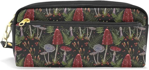 Miniatura 14 de Estuche portátil de gran capacidad con diseño floral de frutas de fresa, bolsa de maquillaje de piel sintética, organizador de maquillaje con asa