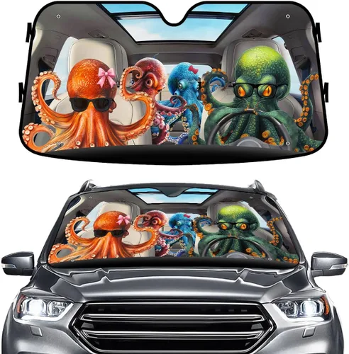 Miniatura 16 de GENANY - Cubierta de parabrisas de flamenco para automóvil, SUV, camión (55 x 30 pulgadas), protector térmico plegable, persianas para ventanas
