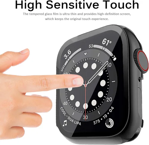 Miniatura 3 de Miimall Funda de metal compatible con Apple Watch de 1.496 pulgadas, protector de pantalla de vidrio templado, sensible al tacto, antiarañazos, a