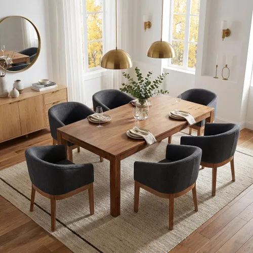 Miniatura 9 de RIVOVA Juego de 2 Sillas de Comedor Beige de Mediados de Siglo Modernas Sillas de Comedor Tapizadas en Lino Sillas de Cocina y Comedor con Respaldo