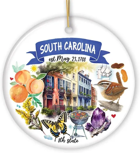 Miniatura 17 de Recuerdos coleccionables de cerámica de EE. UU. - Adornos navideños artísticos con temas y monumentos estatales de Tennessee
