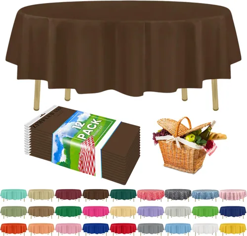 Miniatura 44 de Zimpleware - Mantel redondo de plástico para fiestas de 213 cm (84 pulgadas) de diámetro (paquete de 1, 6 y 12 unidades)