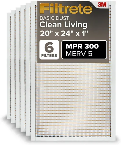 Miniatura 14 de Filtrete Filtro de aire de 12 x 30 x 1, MPR 300, MERV 5, Clean Living Basic Dust Filtros de aire plisados de 1 pulgada (3 meses), 6 filtros