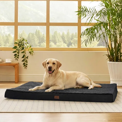 Miniatura 37 de Bedsure Camas para Perros Tamaño Grande - Cómodas Camas Planas para Mascotas con Funda Lavable Extraíble, Alfombrilla de Espuma Ortopédica