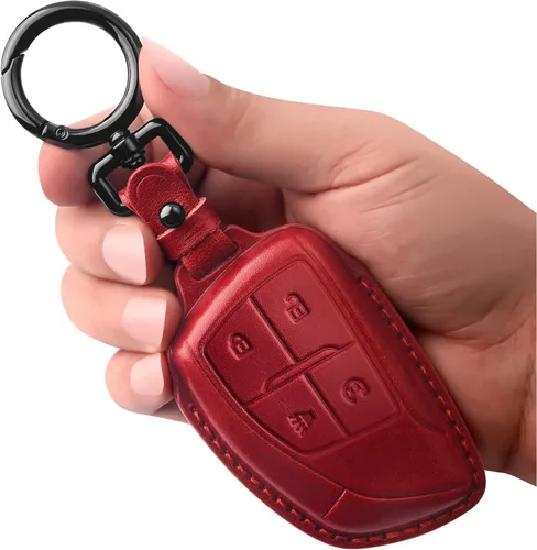 Miniatura 14 de Tukellen Funda para Llavero de Cuero Genuino Smart Key Holder Sleeve Compatible con 2021-2026 Chevy Chevrolet Colorado Equinox Silverado GMC Canyon