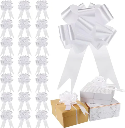 Miniatura 9 de 100 lazos de Navidad de 5 pulgadas para envoltura de regalos, lazos de envoltura de regalos con cinta para regalos de Navidad, decoración de boda