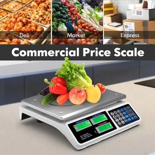 Miniatura 8 de Goplus Báscula de computación de precio de 66 libras, báscula digital comercial de alimentos con plataforma grande de acero inoxidable, función