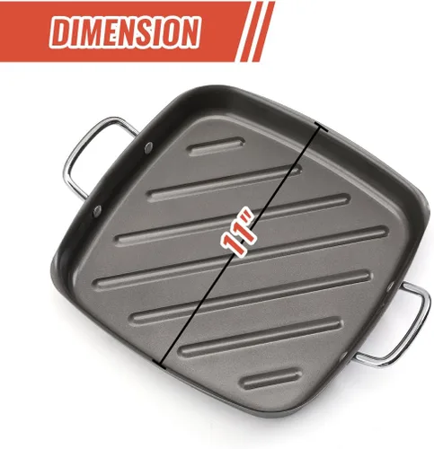 Miniatura 2 de Sartén para parrilla al aire libre – Sartén de parrilla de 11 pulgadas con asas, bandejas de parrilla para asar bandeja de barbacoa