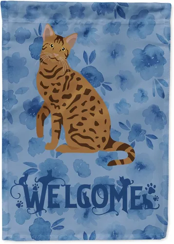 Miniatura 103 de Caroline's Treasures CK5047CHF Ojos Azules - Bandera de bienvenida con diseño de gato para casa de porche, grande, para colgar en la pared