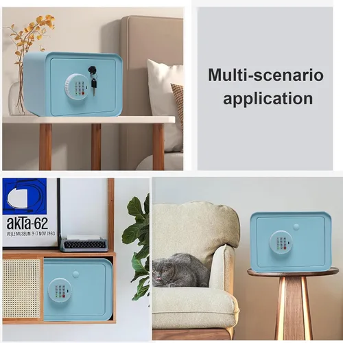 Miniatura 7 de Mini caja de seguridad pequeña para niños, alcancía para niños y niñas, caja fuerte azul con llave
