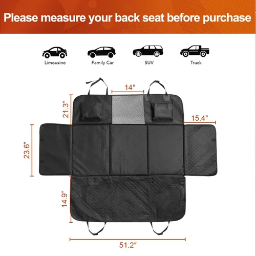 Miniatura 9 de Vailge Funda de asiento de coche para perro, hamaca para asiento trasero de automóvil, funda de asiento no inflable para asiento trasero, protector