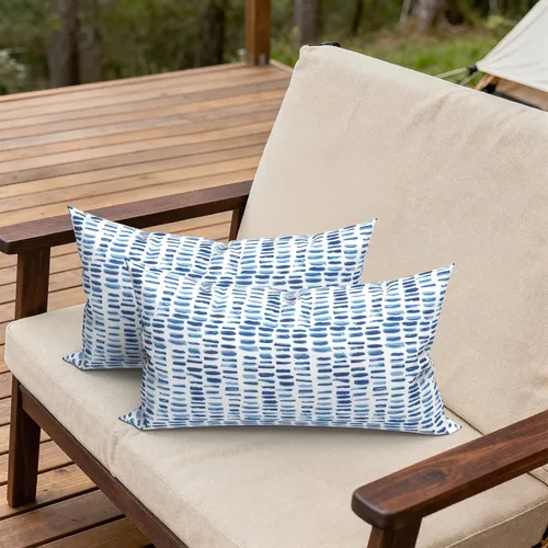 Miniatura 941 de Juego de 2 almohadas para exteriores de 16 x 16 pulgadas, repelentes al agua con interiores, para muebles de patio, hogar, jardín, geometría bohemia