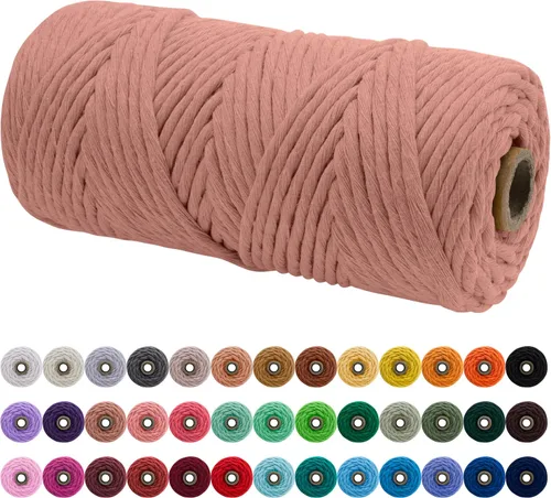 Miniatura 82 de JeogYong Cordón de macramé de un solo hilo 2mm x 164 yardas (492 pies) Cuerda de algodón suave, hilo de macramé 2 mm, suministros de macramé