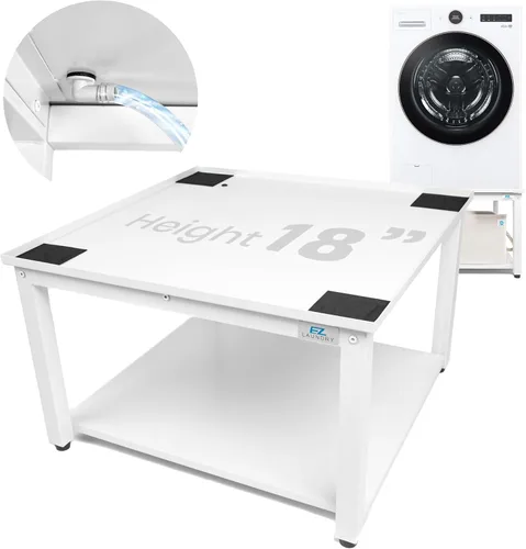 Miniatura 18 de Pedestal para lavadora y secadora con estante extraíble, 27 pulgadas de ancho, 18 pulgadas de alto, acero blanco, ajuste universal con las Blanco