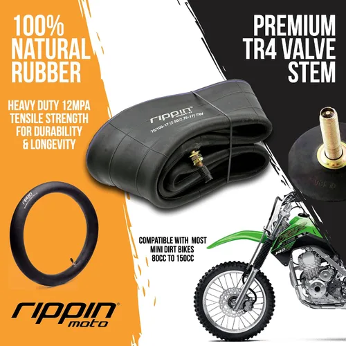Miniatura 3 de Rippin Moto Tubo interior de motocross resistente de 2.50/2.75-17 (70/100-17) 0.118 in de grosor - válvula TR4 - se adapta a la mayoría