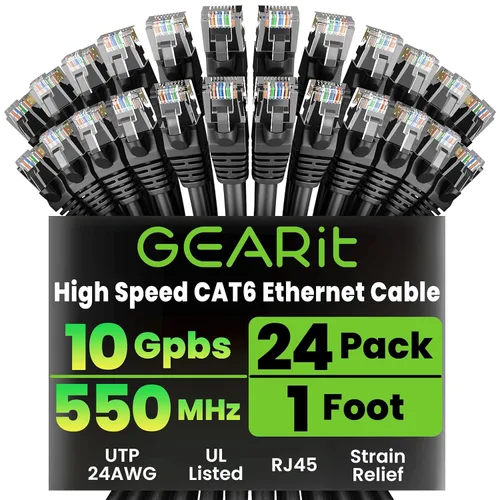 Miniatura 25 de GearIT Cable Ethernet Cat 6 de 1.5 pies y 18 pulgadas (paquete de 24) - Cable de conexión Cat6, cable de conexión Cat 6, cable Cat6, cable Ethernet