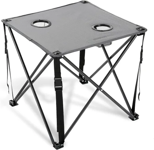 Miniatura 9 de ARROWHEAD OUTDOOR Mesa plegable portátil de 26 pulgadas (26.0 in), 2 portavasos, cuadrado, funda de transporte, marco de acero, lona 600D de alto