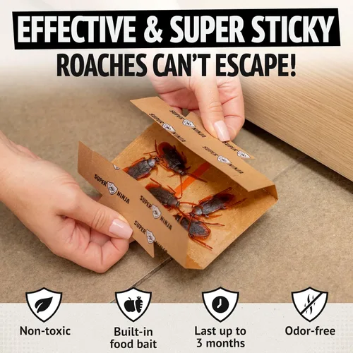 Miniatura 2 de Super Ninja Trampa para cucarachas, 60 piezas, altamente eficaz y ecológica, fácil de usar, hasta 3 meses por trampa