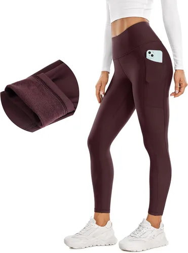 CRZ YOGA Leggings térmicos con forro polar para mujer, 25 pulgadas, cintura alta, pantalones de senderismo para entrenamiento de invierno con