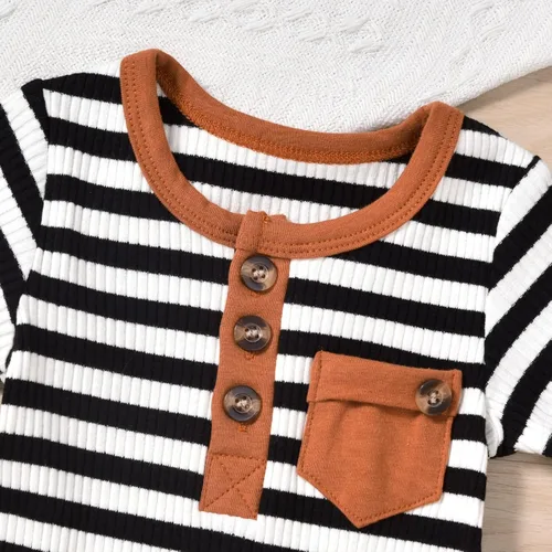 Miniatura 7 de Aalizzwell Traje de verano a rayas para bebés recién nacidos