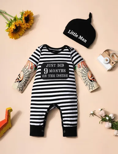 Miniatura 4 de Baby Boy Clothes Long Sleeve Letter Print Romper One Piece Jumpsuit