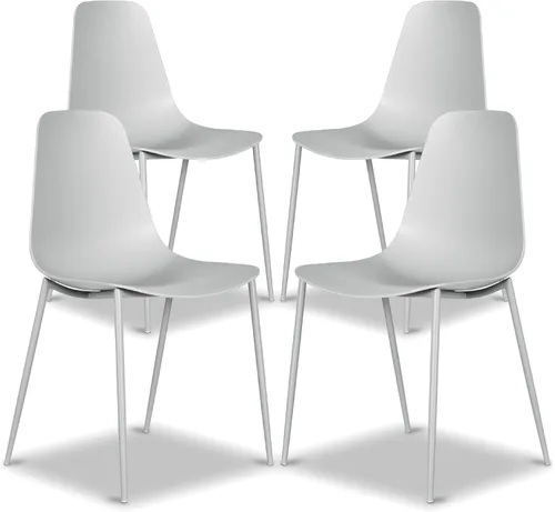 Miniatura 10 de Poly & BARK Isla - Juego de 4 sillas de cocina modernas, sillas de comedor de plástico con patas de metal, montaje rápido, sillas simples de café