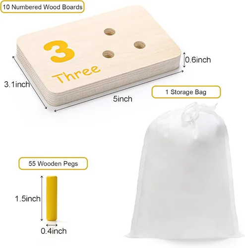 Miniatura 2 de Tablero de clavijas de madera para contar matemáticas, juguetes de conteo de números, actividades de aprendizaje, juguetes educativos Montessori