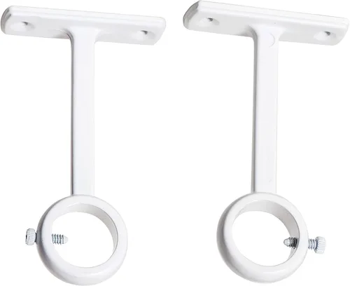 KXLife Soportes de barra de cortina resistentes para montaje en techo, soportes de anillo de barra de cortina de 1 pulgada (juego de 2, blanco)