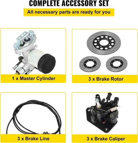 Miniatura 6 de Kit de cilindro maestro de freno para Go Kart VEVOR Kit de freno hidráulico para Go Kart Kit de freno universal para Go Karts Kandi Completo Incluye