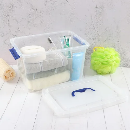Miniatura 6 de Anbers Contenedor de plástico transparente de 12 cuartos de galón con tapa, caja de pestillo con asa, juego de 1